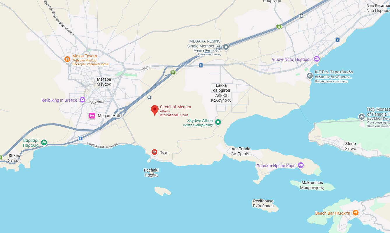 Map showing Circuit of Megara